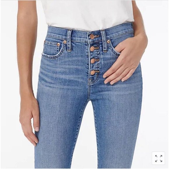 J.Crew Jeans 9" High-rise Toothpick in Buffalo Wash Skinny Raw Hem - Picture 2 of 8